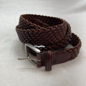 L.L. Bean XL Full Grain Leather Braided Belt Brown